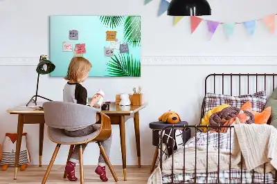 Beschrijfbaar glazen magneetbord met design met exotische bladeren
