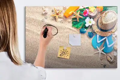 Beschrijfbaar glazen magneetbord met decoratief design voor zomerse accessoires