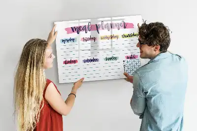 Glazen magneetbord beschrijfbaar met wekelijks menu design