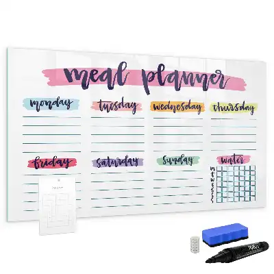 Glazen magneetbord beschrijfbaar met wekelijks menu design