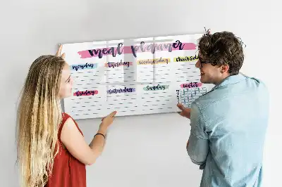 Glazen magneetbord beschrijfbaar met wekelijks menu design