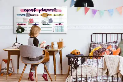 Glazen magneetbord beschrijfbaar met wekelijks menu design