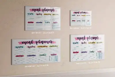 Glazen magneetbord beschrijfbaar met wekelijks menu design