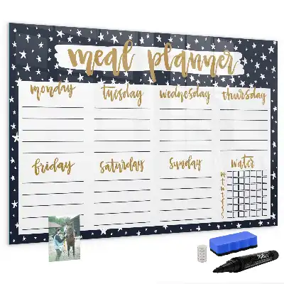 Beschrijfbaar glazen magneetbord met maaltijdplanner en sterrendesign