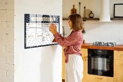 Beschrijfbaar glazen magneetbord met maaltijdplanner en sterrendesign