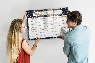 Beschrijfbaar glazen magneetbord met maaltijdplanner en sterrendesign
