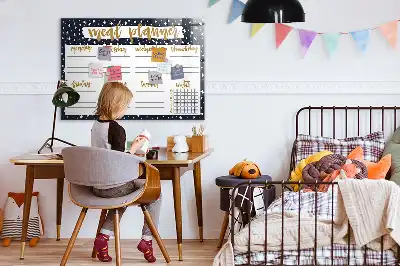 Beschrijfbaar glazen magneetbord met maaltijdplanner en sterrendesign
