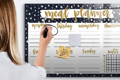 Beschrijfbaar glazen magneetbord met maaltijdplanner en sterrendesign