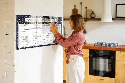 Beschrijfbaar glazen magneetbord met maaltijdplanner en sterrendesign