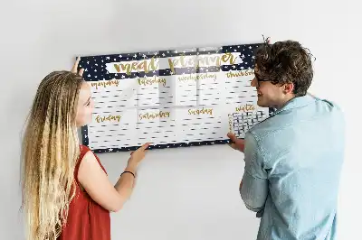 Beschrijfbaar glazen magneetbord met maaltijdplanner en sterrendesign