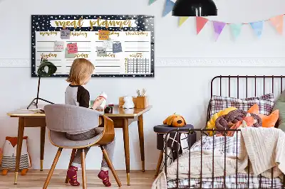 Beschrijfbaar glazen magneetbord met maaltijdplanner en sterrendesign