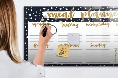 Beschrijfbaar glazen magneetbord met maaltijdplanner en sterrendesign