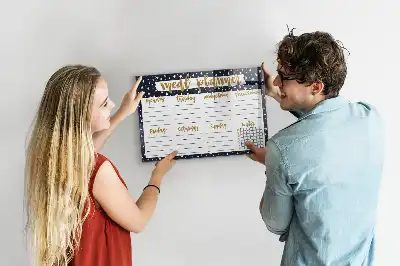 Beschrijfbaar glazen magneetbord met maaltijdplanner en sterrendesign