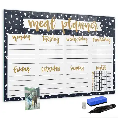 Beschrijfbaar glazen magneetbord met maaltijdplanner en sterrendesign