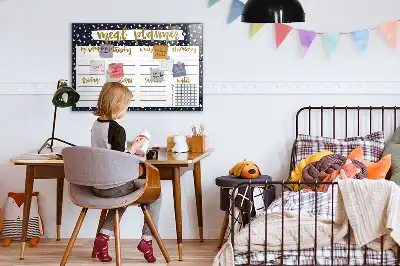 Beschrijfbaar glazen magneetbord met maaltijdplanner en sterrendesign