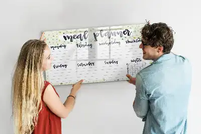 Magnetisch glazen memobord ontwerp met sterren voor het weekmenu