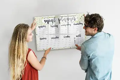 Magnetisch glazen memobord ontwerp met sterren voor het weekmenu