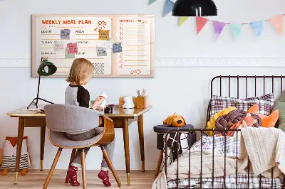 Magnetisch glazen schrijfbord met retro maaltijdplanner voor notities en foto's