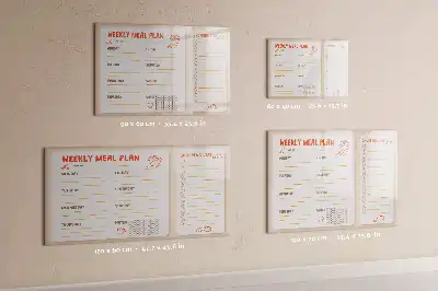 Magnetisch glazen schrijfbord met retro maaltijdplanner voor notities en foto's