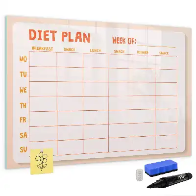 Magnetisch glazen weekplanner voor maaltijden geschikt voor notities en foto's