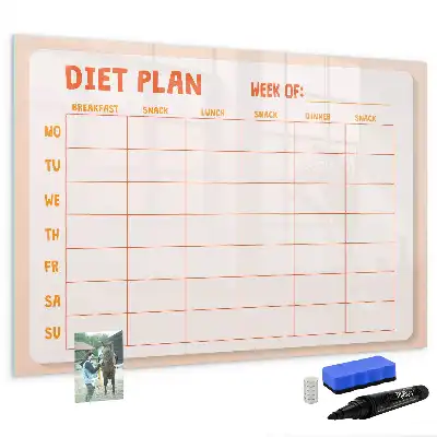 Magnetisch glazen weekplanner voor maaltijden geschikt voor notities en foto's
