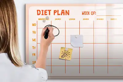 Magnetisch glazen weekplanner voor maaltijden geschikt voor notities en foto's
