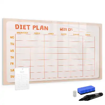Magnetisch glazen weekplanner voor maaltijden geschikt voor notities en foto's