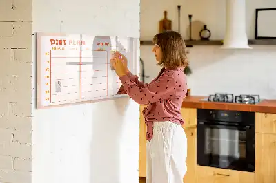 Magnetisch glazen weekplanner voor maaltijden geschikt voor notities en foto's