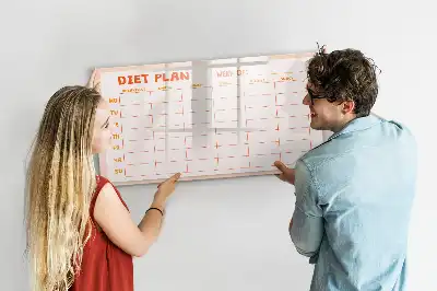 Magnetisch glazen weekplanner voor maaltijden geschikt voor notities en foto's
