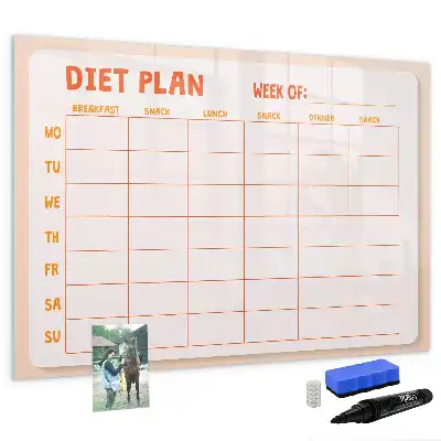 Magnetisch glazen weekplanner voor maaltijden geschikt voor notities en foto's
