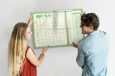 Glazen magneetbord beschrijfbaar met wekelijks menu design