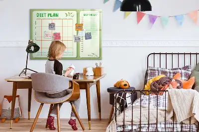 Glazen magneetbord beschrijfbaar met wekelijks menu design