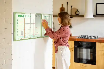Glazen magneetbord beschrijfbaar met wekelijks menu design