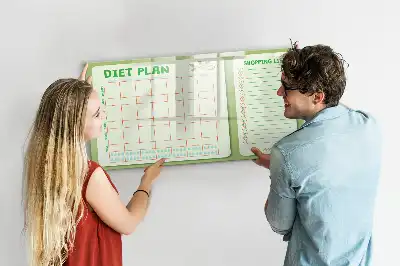 Glazen magneetbord beschrijfbaar met wekelijks menu design