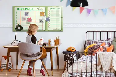 Glazen magneetbord beschrijfbaar met wekelijks menu design