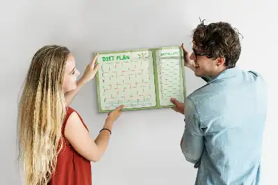 Glazen magneetbord beschrijfbaar met wekelijks menu design