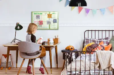 Glazen magneetbord beschrijfbaar met wekelijks menu design