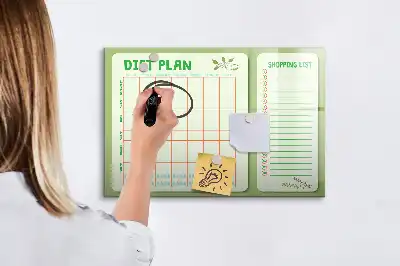 Glazen magneetbord beschrijfbaar met wekelijks menu design