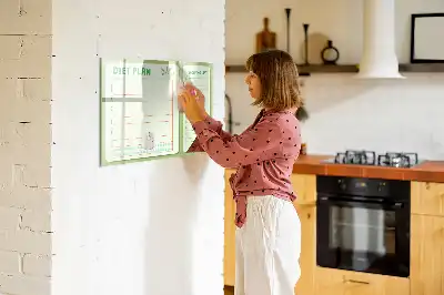 Glazen magneetbord beschrijfbaar met wekelijks menu design