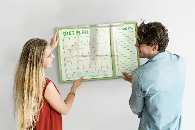 Glazen magneetbord beschrijfbaar met wekelijks menu design