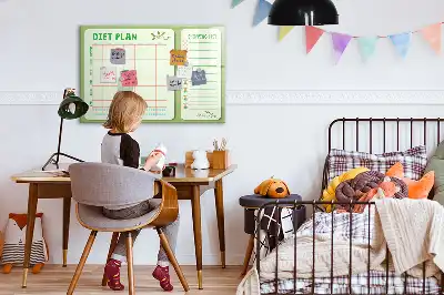 Glazen magneetbord beschrijfbaar met wekelijks menu design