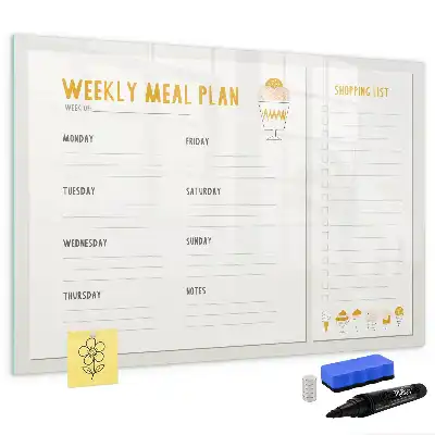 Magnetisch glazen memobord voor maaltijdschema's