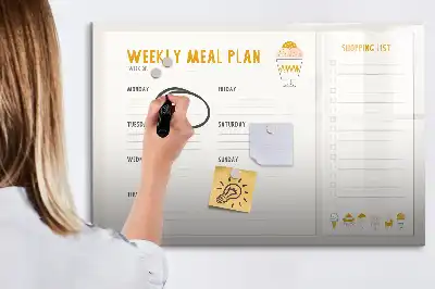 Magnetisch glazen memobord voor maaltijdschema's