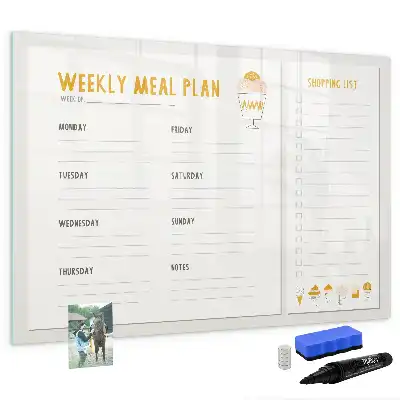 Magnetisch glazen memobord voor maaltijdschema's