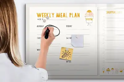 Magnetisch glazen memobord voor maaltijdschema's