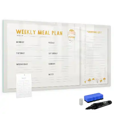 Magnetisch glazen memobord voor maaltijdschema's