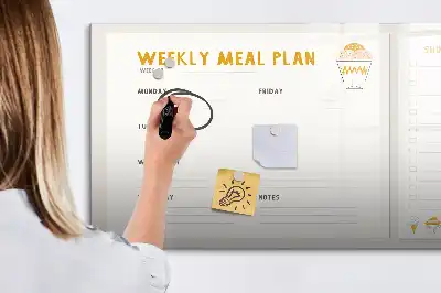 Magnetisch glazen memobord voor maaltijdschema's