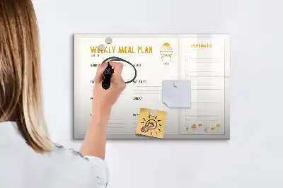 Magnetisch glazen memobord voor maaltijdschema's