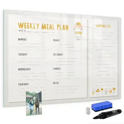 Magnetisch glazen memobord voor maaltijdschema's