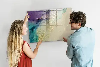 Magnetisch glazen schrijfbord voor notities en foto's in de uitvoering Elegante abstractie